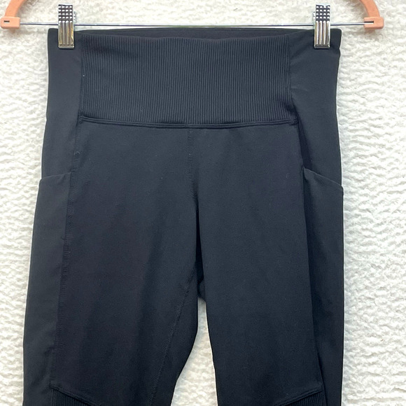 Athleta Leggings Womens XS Black Excursion Hybrid Tight Mid Rise Ribbed Gym - Picture 4 of 12